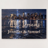 NYC Dreams Romantic Skyline Couples Keepsake ジグソーパズル (横)