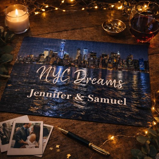 NYC Dreams Romantic Skyline Couples Keepsake ジグソーパズル