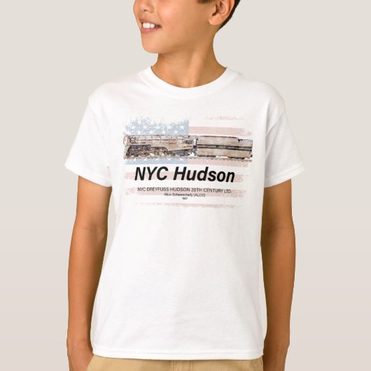 NYC Dreyfuss Hudson Locomotive. American flag Tシャツ (正面)