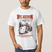 NYC Dreyfuss Hudson Locomotive. American flag Tシャツ (正面)