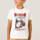 NYC Dreyfuss Hudson Locomotive. American flag Tシャツ (正面)