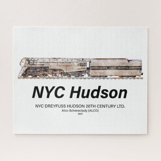 NYC Dreyfuss Hudson Steam Locomotive. Profile ジグソーパズル (横)