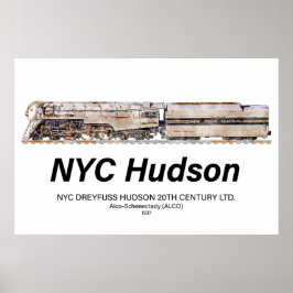 NYC Dreyfuss Hudson Steam Locomotive. Profile ポスター