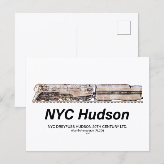 NYC Dreyfuss Hudson Steam Locomotive. Profile ポストカード (正面/裏面)
