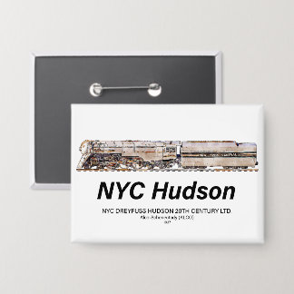 NYC Dreyfuss Hudson Steam Locomotive. Profile 缶バッジ