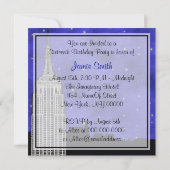 NYC ESBスカイラインシルエットブルースターリーBGスウィート16 招待状 (裏面)