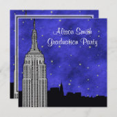 NYC ESBスカイラインシルエットブルースター卒業 招待状 (正面/裏面)