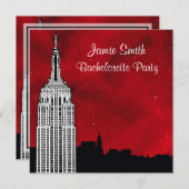 NYC ESBスカイラインシルエットレッドスターリーバチェロレッテ 招待状 (正面/裏面)