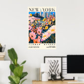 NYC Flower Market Art Print Urban Floral Cityscape ポスター (ホームオフィス)