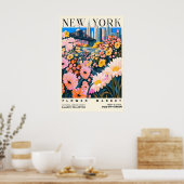 NYC Flower Market Art Print Urban Floral Cityscape ポスター (キッチン)
