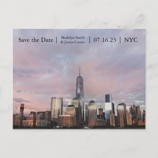 NYC Freedom Tower Photo - Save the Date Post Card 案内ポストカード (正面)