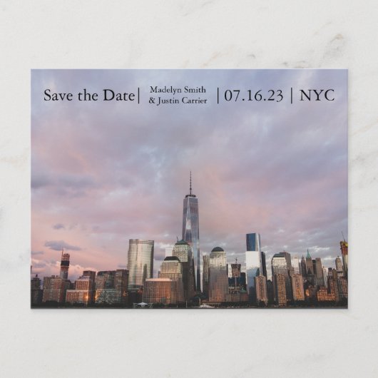 NYC Freedom Tower Photo - Save the Date Post Card 案内ポストカード (正面)