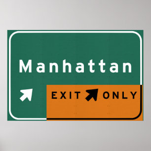 NYC Manhattan Exit Interstate Highway Freeway Road ポスター