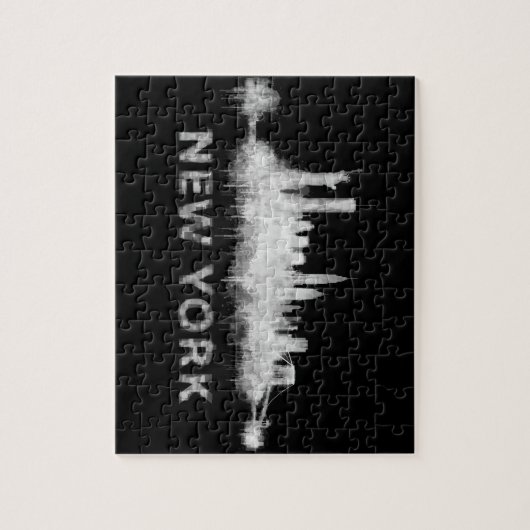 NYC New York black-White Skyline cityscape v01 ジグソーパズル (縦)