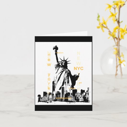 Nyc New York Brooklyn Bridge Liberty Statue Mens _ カード (黄色い花)