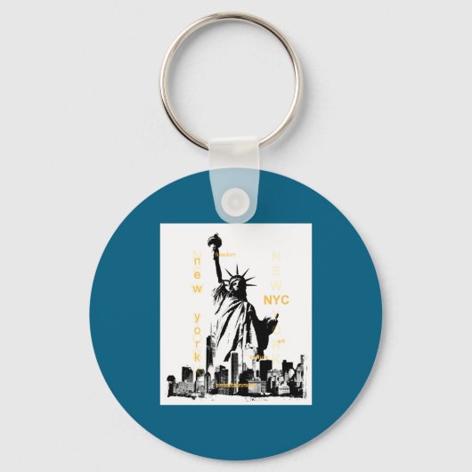 Nyc New York Brooklyn Bridge Liberty Statue Mens  キーホルダー (正面)