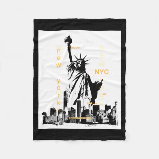 Nyc New York Brooklyn Bridge Liberty Statue Mens  フリースブランケット (正面)