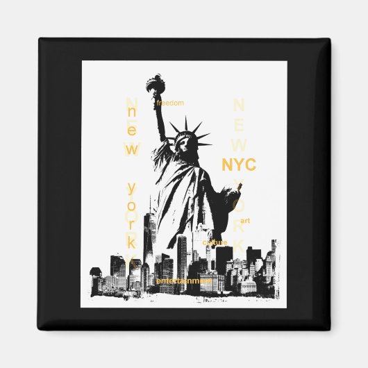 Nyc New York Brooklyn Bridge Liberty Statue Mens _ マグネット (正面)