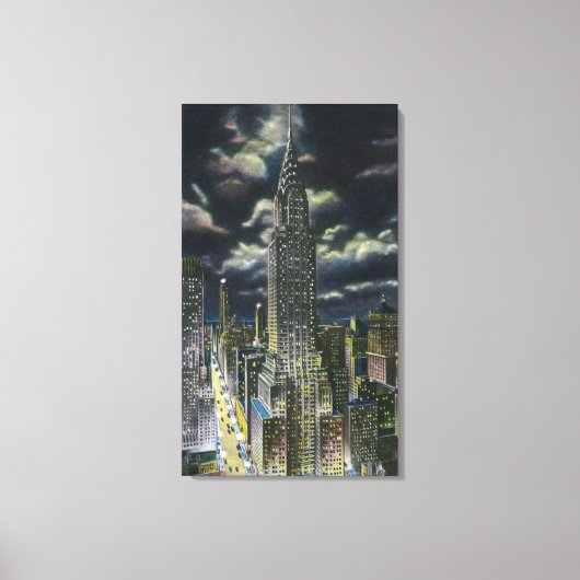 NYC, New YorkChrysler建物at Night # 1 キャンバスプリント (正面)