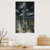 NYC, New YorkChrysler建物at Night # 1 ポスター (キッチン)