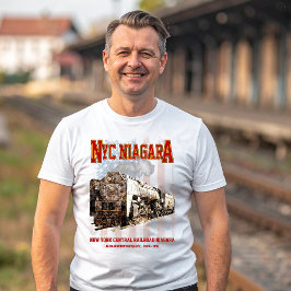 NYC Niagara Steam Locomotive with American flag Tシャツ