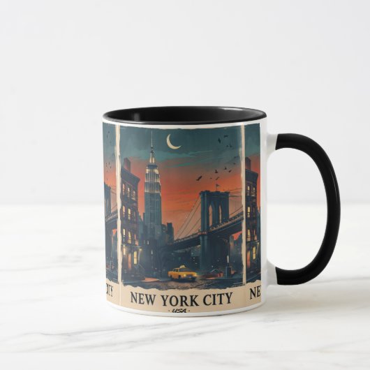 NYC Night Skyline Coffee Mug New York City Art Cup マグカップ (右)