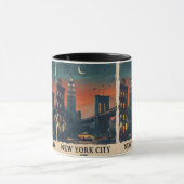 NYC Night Skyline Coffee Mug New York City Art Cup マグカップ (中央)