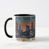 NYC Night Skyline Coffee Mug New York City Art Cup マグカップ (左)