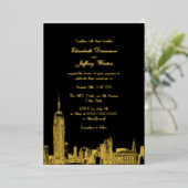 NYC Skyline ESB Etch Wedding 箔招待状 (立ち正面)