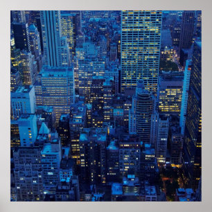 NYC Skyline, high angle view at dusk ポスター