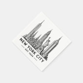 NYC Skyline Illustration with Statue of Liberty スタンダードカクテルナプキン (角)