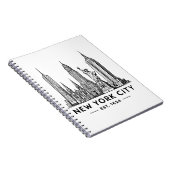 NYC Skyline Illustration with Statue of Liberty ノートブック (右側)