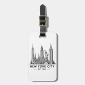 NYC Skyline Illustration with Statue of Liberty ラゲッジタグ (正面縦)
