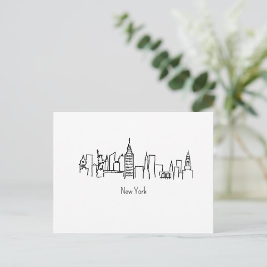 NYC Skyline New York Illustration ポストカード (スタンド正面)