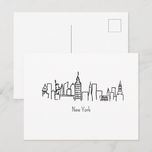 NYC Skyline New York Illustration ポストカード (正面/裏面)