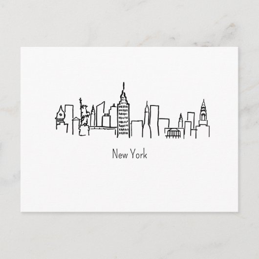 NYC Skyline New York Illustration ポストカード (正面)