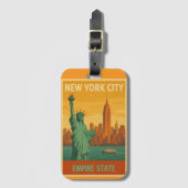 NYC Statue of Liberty & Empire State Retro ラゲッジタグ (正面縦)