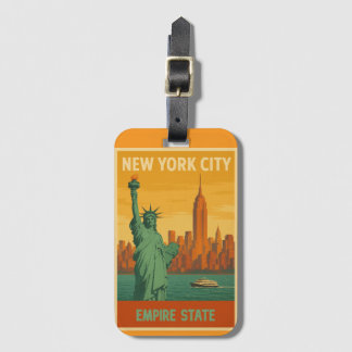 NYC Statue of Liberty & Empire State Retro ラゲッジタグ