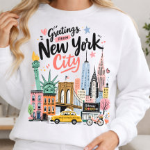 NYC Vintage Skyline Statue Liberty