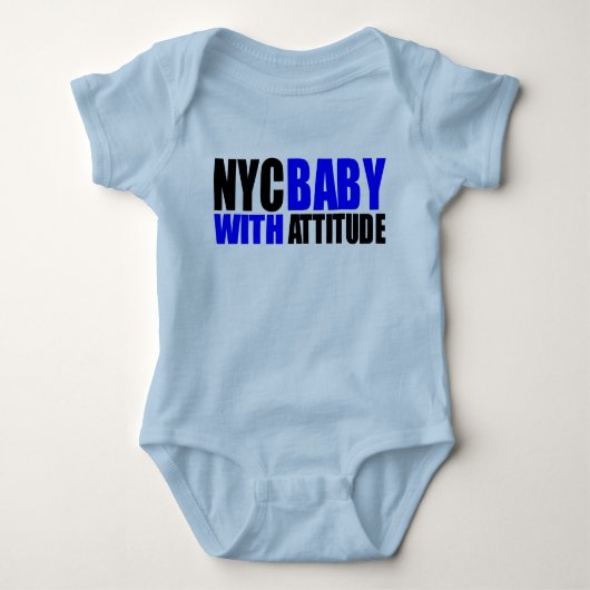 NycBabywAttitude_blue&blk ベビーボディスーツ (正面)