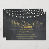 NYEの新年年のイブのパーティーの金ゴールドのチョークの招待 招待状 (正面/裏面)