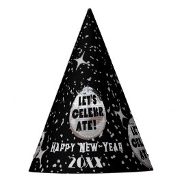 NYEディスコ祝ボールブラック パーティーハット