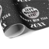 NYEディスコ祝ボールブラック ラッピングペーパー (ロールコーナー)