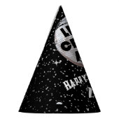 NYEブラックと祝シルバーのグリッターディスコ パーティーハット (左)