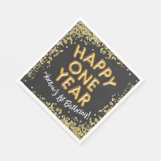 NYE第1期新年誕生日ハッピーワンイヤー招待状 スタンダードランチョンナプキン (角)