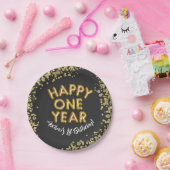 NYE第1期新年誕生日ハッピーワンイヤー招待状 ペーパープレート (パーティー)