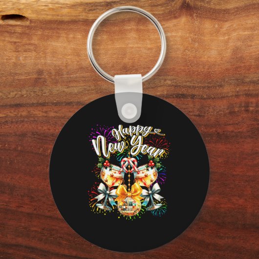 Nye Champagne Disco Coquette Bow New Year Firework キーホルダー (正面)