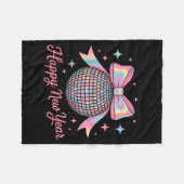 Nye Disco Ball Luxury Golden Happy New Year  フリースブランケット (正面(横))