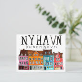 NYHAVNコベンハーンハーンウォーターカラーアートトラベル ポストカード (スタンド正面)