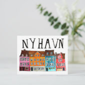 NYHAVNコペンハーゲンウォーターカラーアートトラベル ポストカード (スタンド正面)